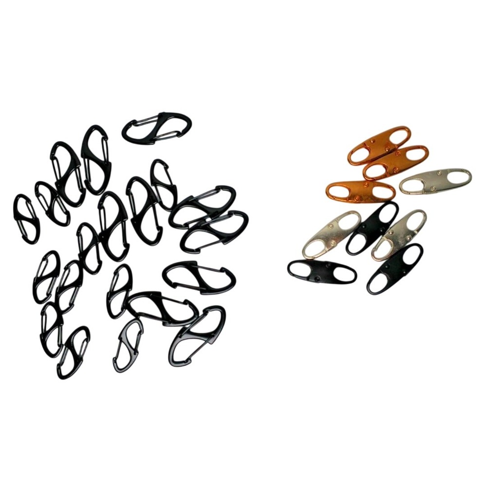 Bulk Metal Carabiner S-Biner Hook Set Keychain EDC Gear Clips Black Gold Silver